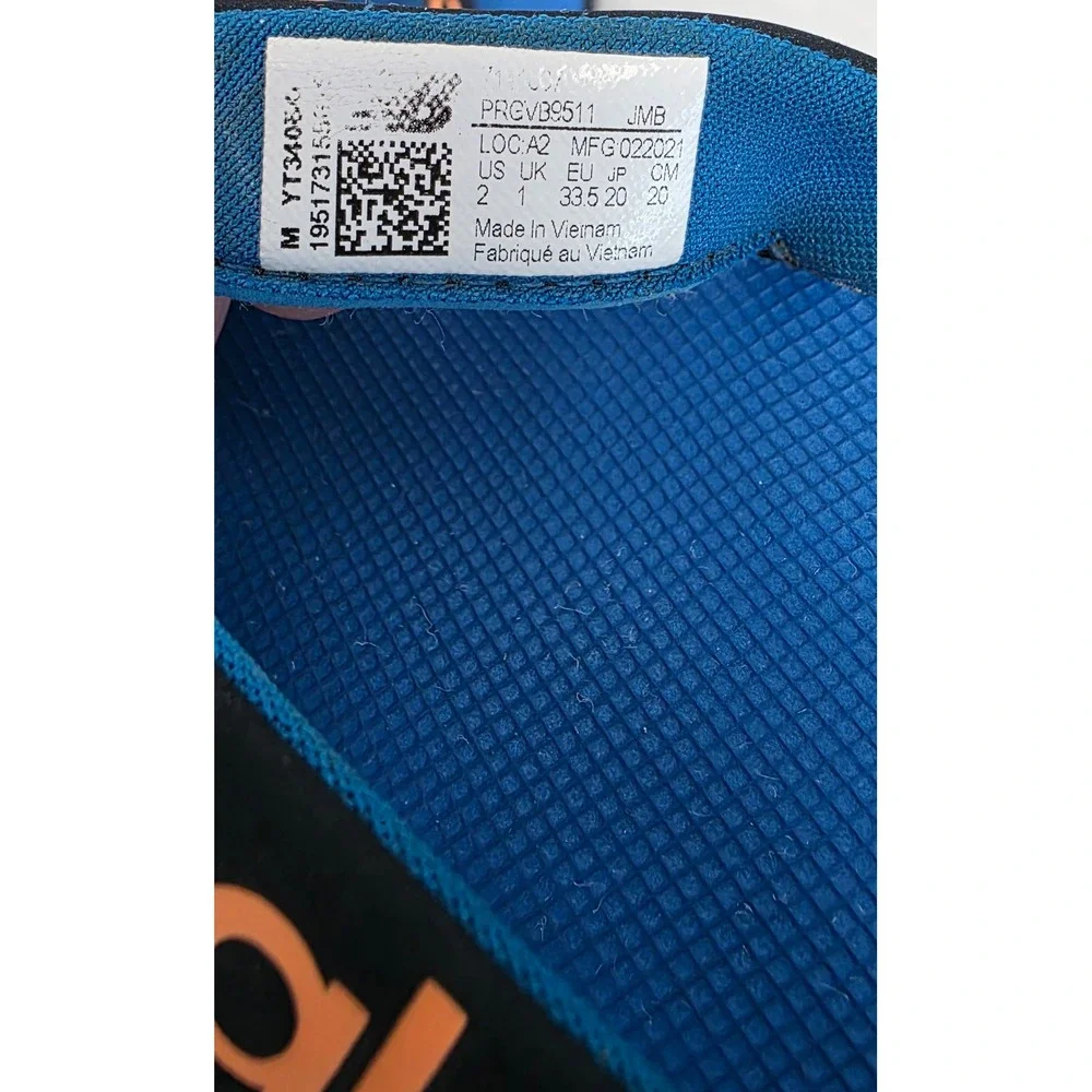 Kids New Balance Blue Orange Logo Flip Flops Sandals Size‎ 2 Youth